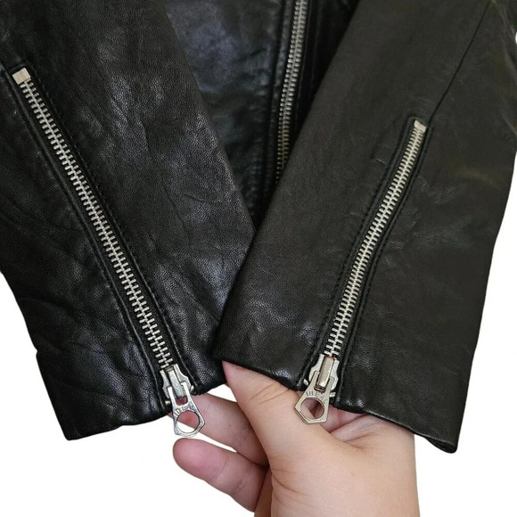 Madewell Washed Leather Jacket‎ Black Moto Biker Size XS - Picture 9 of 16